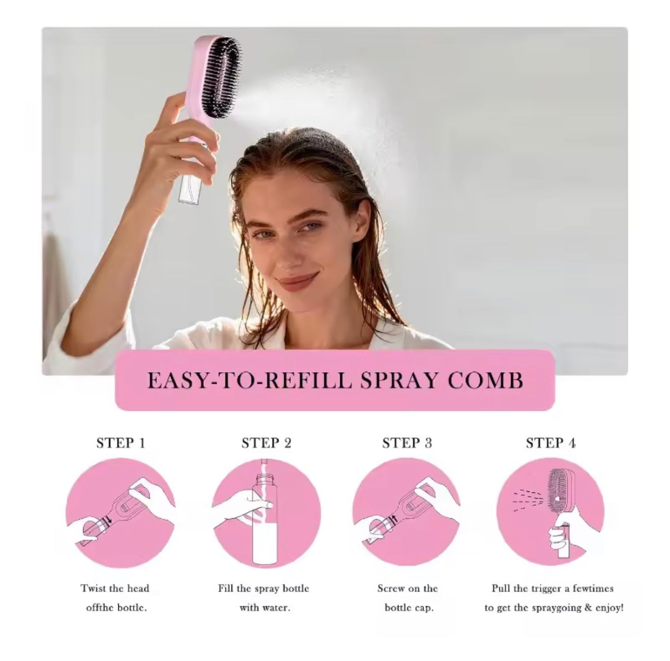 2-In-1 Hair Detangler & Slick Back￼Brush