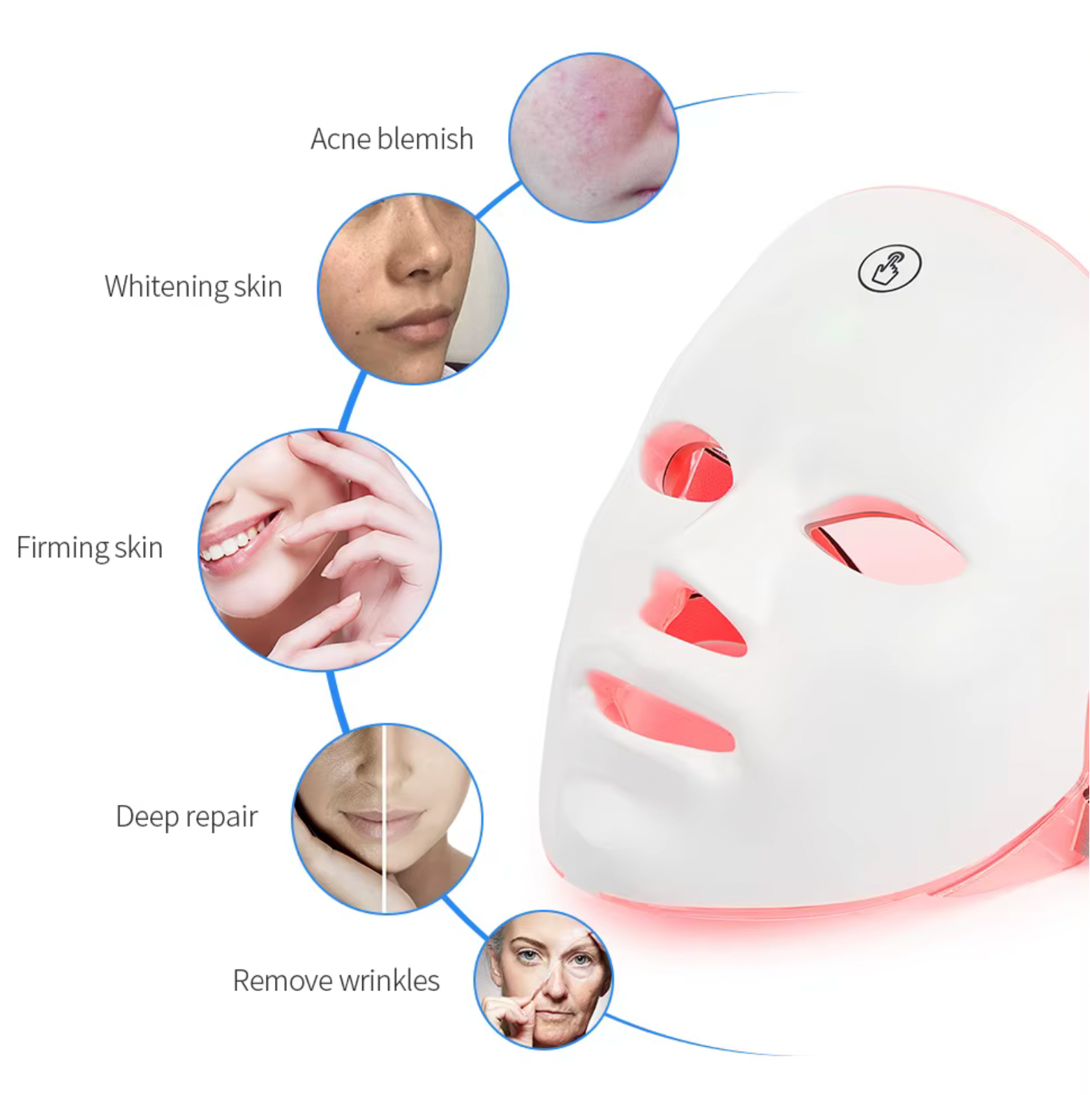 Rechargeable Facial LED Mask 7 Colors LED Photon Beauty Mask Skin Rejuvenation Home Face Lifting Whitening Skin Care Beauty Mask
