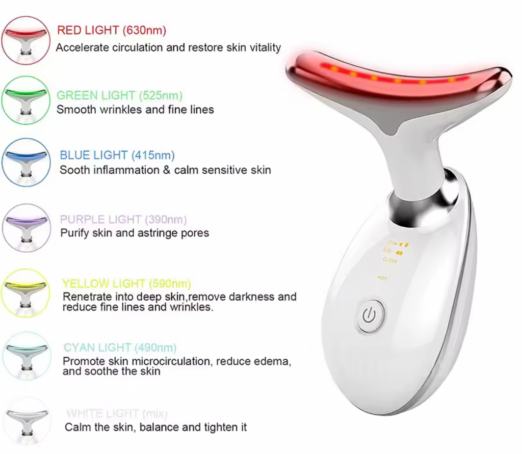 7 Colors Anti Wrinkle Facial Massager Neck Face Beauty Device Skin Tighten Facial Lift Device Reduce Double Chin Skin Care Tool
