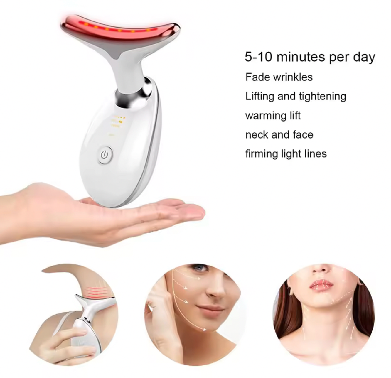 7 Colors Anti Wrinkle Facial Massager Neck Face Beauty Device Skin Tighten Facial Lift Device Reduce Double Chin Skin Care Tool
