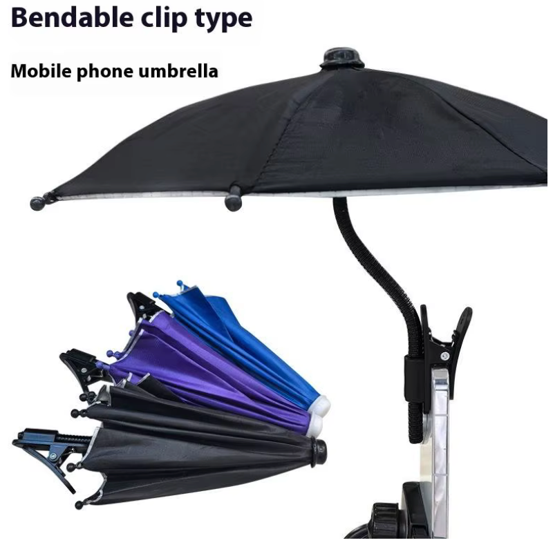 Mobile Phone Mini Umbrella Clip-Built for Tanning, Raining, and More